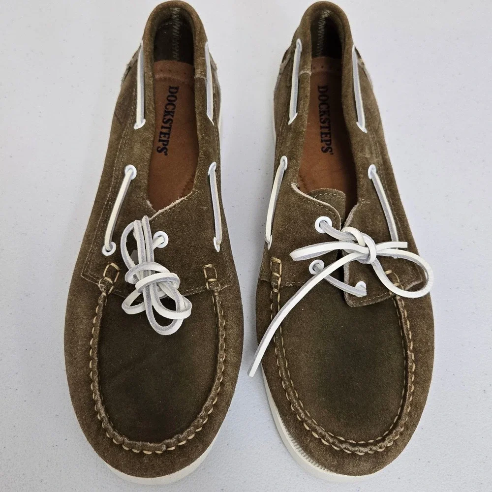 Docksteps Men's Brown Suede Boat Shoes Lace Up Casual Comfort‎ Size 44
